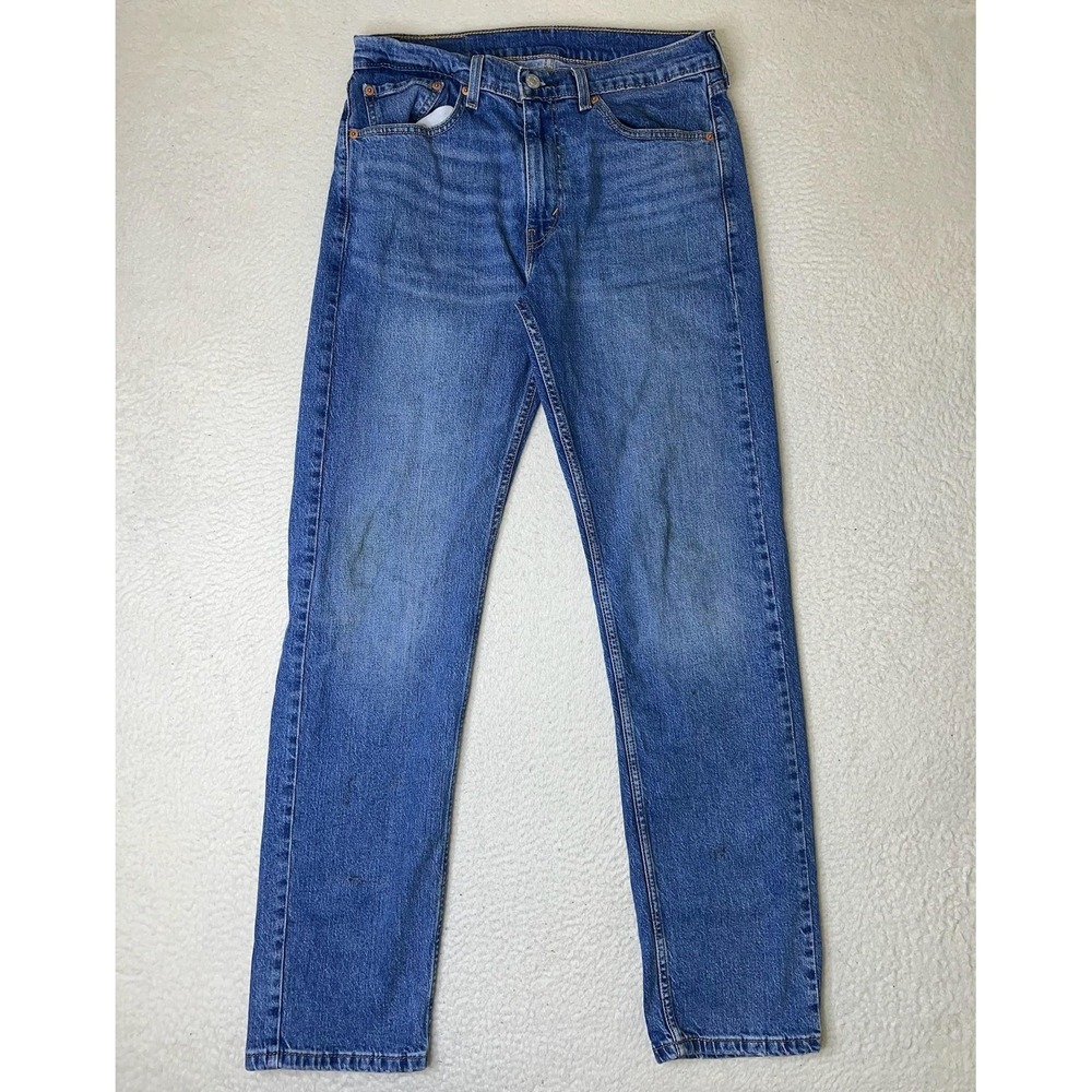 Levis 505 Jeans Mens 32x34 Blue Regular Straight Stretch Denim Pants Medium Wash